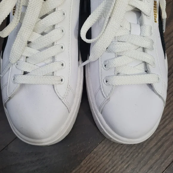 Puma White and Black Platform Sneakers - Picture 3 of 7
